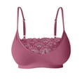 thumbnail image 4 of ZNQHFRE Women’s Solid‑Color Lace Camisole Bralette, Adjustable Thin Straps Everyday Comfort Bra Pink 2XL, 4 of 4