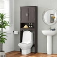 thumbnail image 3 of HOMEFORT Wood Over The Toilet Storage Cabinet, Freestanding Bathroom Spacesaver, Above Toilet Bathroom Shelf Organizer with Double Wood Doors and Adjustable Shelf, Espresso, 3 of 5