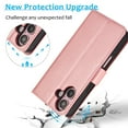 thumbnail image 4 of Wallet Case for iPhone 16, 2 In 1 PU Leather Flip Phone Case with Detachable Magnetic TPU Inner, Kickstand Phone Cover with Card Slots & Wrist Strap for iPhone 16, Rosegold, 4 of 6