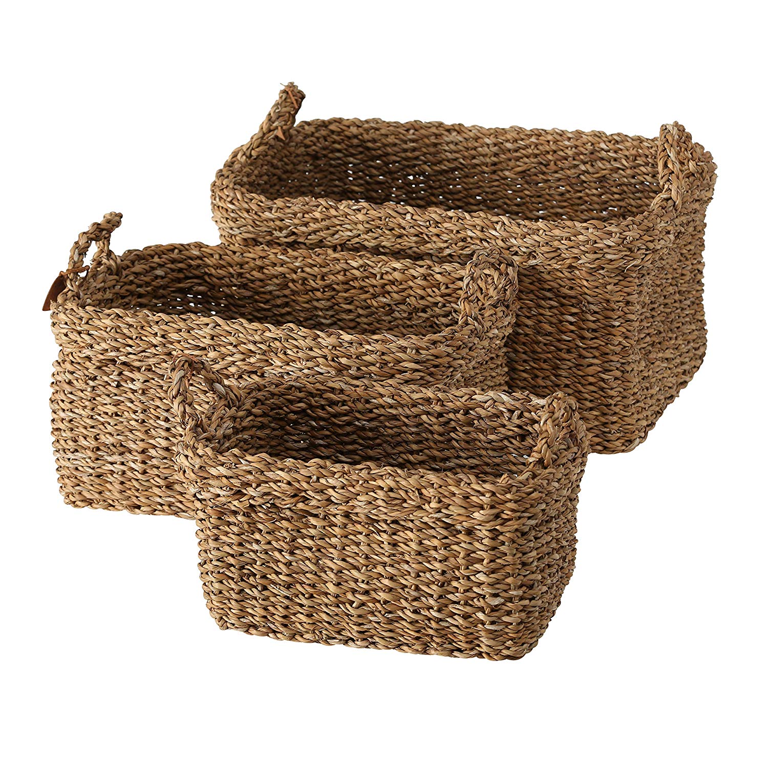 Made by Nature Rectangular Storage Baskets, Set of 3, Rustic Chunky