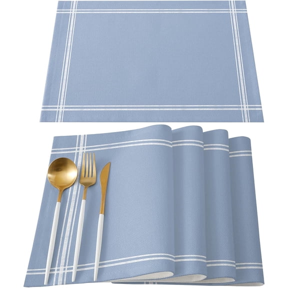 Placemats Set of 2, Solid Color Place Mats Light Blue Tablemats Washable Placemat Table Decoration for Kitchen Table Dinner Party Home Decor Indoor Outdoor 12x18 Inch