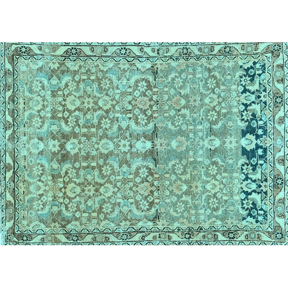 Ahgly Company Indoor Rectangle Abstract Light Blue Contemporary Area Rugs, 3' x 5'