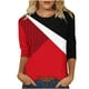 thumbnail image 1 of Elegante blusa de manga corta con cuello redondo retro para mujer con estampado de manga tres cuartos OAVQHLG3B Store lin121212, 1 of 4
