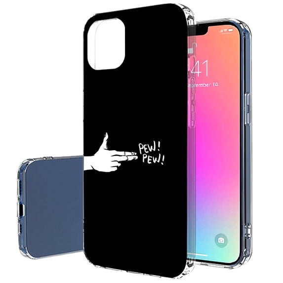 TalkingCase Slim Case for Apple iPhone 13 Pro, Slim Thin Gel Tpu Cover, Pew Pew Hand Print, Light Weight, Flexible, Soft, Anti-Scratch, Printed in USA