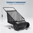 thumbnail image 2 of 26-Inch Push Lawn Sweeper with 7 Cu. Ft. Hopper, Carbon Steel Frame, Adjustable Height Yard Cleaner, 2 of 7