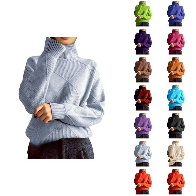Pulls à Col Roulé pour Femmes 2026 Automne Hiver Tendance Manches Longues Tricot Uni