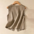 thumbnail image 6 of Lovskoo Women's Sleeveless Button Down Vest Casual V Neck Cotton Linen Blazer Jacket with Pockets Khaki, 6 of 7