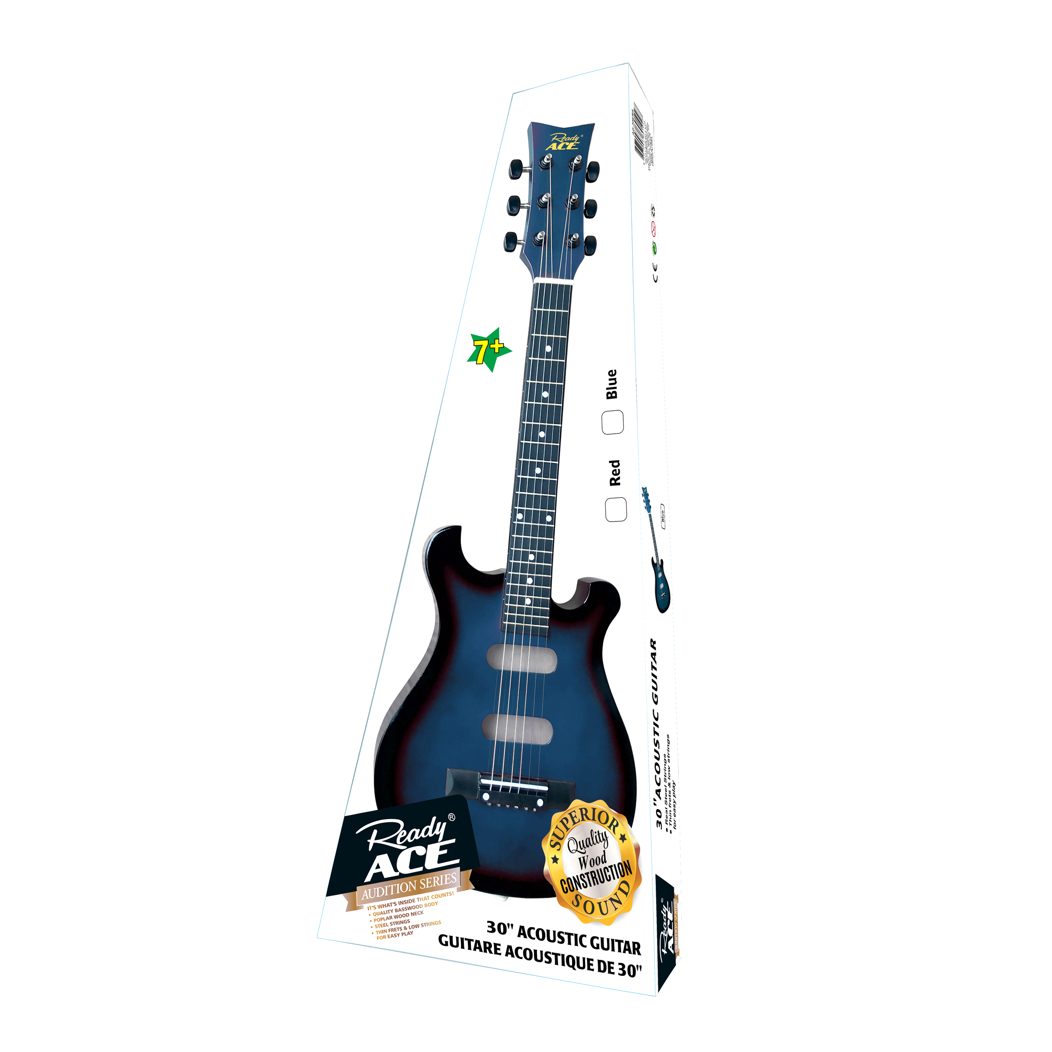 Ready Ace 30in Beginner Acoustic Guitar Sunburst Blue photo 3