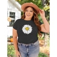 thumbnail image 5 of XCHQRTI Daisy T Shirts Women Plus Size Graphic Tshirts Casual Short Sleeve Oversized Tee, 5 of 7