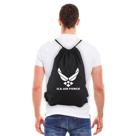 - US Air Force Eco-Friendly Reusable Canvas Draw String Bag Black & White