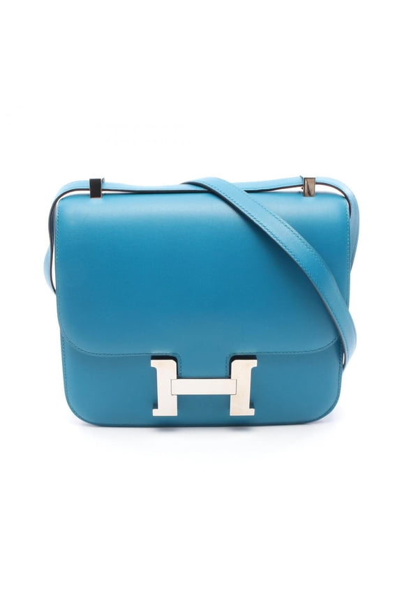 Pre-Owned Hermes Herms Constance 3 24 Shoulder Bag in Calfskin Box Calf Leather, Green