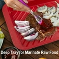 thumbnail image 2 of Grilling Deep Prep and Serve Trays, BBQ Platter for Raw Meat Marinating and Finished Cooked Food, Melamine Serving Tray, Set of 2, Cleaning Pack Included, 2 of 3