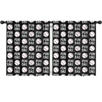 Blackout Kids Curtains,Black Play Ball Baseball Pattern Childrens Insulated Curtains Set Of 2,Bedroom Essentials,Toddler Room Decor 52"x63"