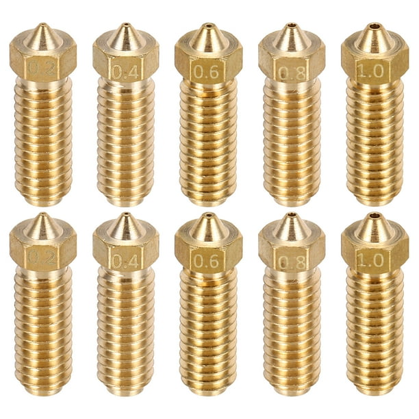 1 Set 0.2/0.4/0.6/0.8/1.0mm Boquillas de Extrusora para Impresora 3D Filamento de Latón Alta Velocidad Resistencia a Temperaturas Empacadas (20x6mm)