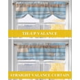 thumbnail image 6 of Vintage Blue Tie Up Valances Curtain, Adjustable Kitchen Brown Wood Grain Farmhouse Country Valances for Windows Decor, Rod Pocket Short Curtains Set for Bedroom/Bathroom, 60"x18", 6 of 8