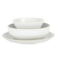 thumbnail image 3 of Gibson Home Dinah Double Bowl Stoneware Embossed Speckled Dinnerware Set, Matte White, 16 Piece, 3 of 5