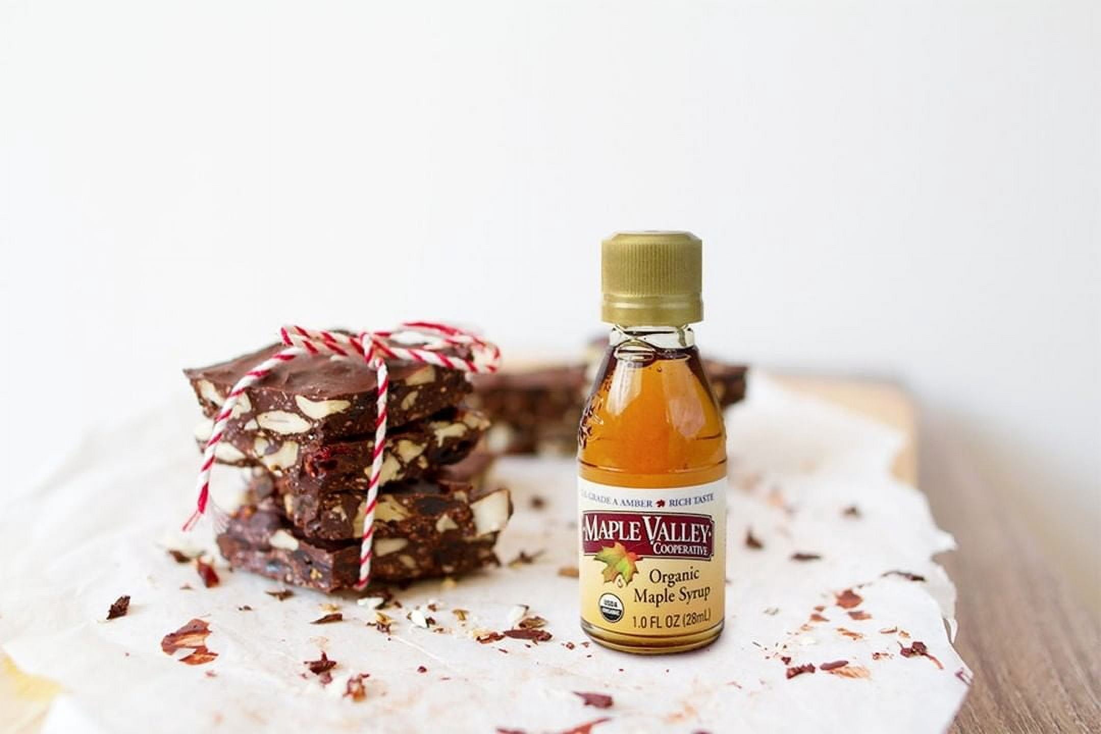 Maple Valley Organic Maple Syrup Grade A Dark and Robust 1 oz Glass Nips x 96 Case ~ Wedding Favors Party Favors Stocking Stuffers Travel Size Gifts
