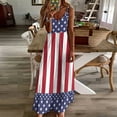 thumbnail image 4 of USA US FLAG RED BLUE WHITESTARS AMIRECA Sleeveless Dress women formal occasion dresses evening dresses luxury, 4 of 6