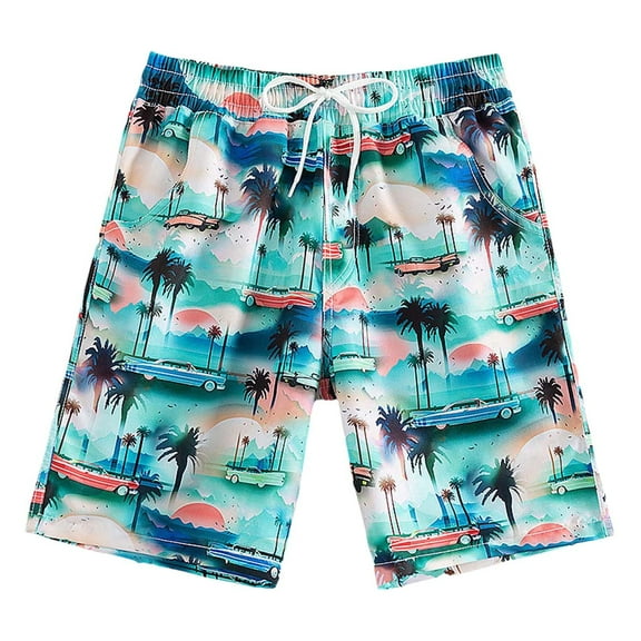 lnmuld Summertime Boys Swim Trunks with Compression Liner Bathing Suit for Youth Size:6-7 Years