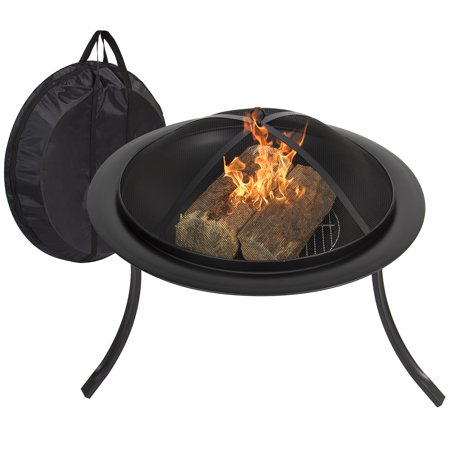 Best Choice Products Portable 30-inch Folding Fire Pit Bowl with Carrying Case, Mesh Cover, and Log Grate, (Best Rated Outdoor Fire Pits)