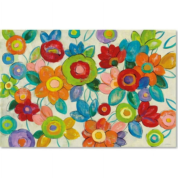 Trademark Fine Art "Decorative Flowers Bright" Canvas Art by Silvia Vassileva