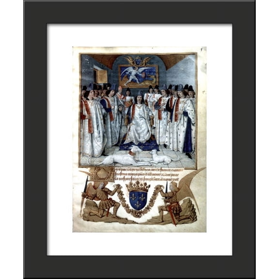 Louis XI chairs the chapter of Saint Michel 20x24 Framed Art Print by Jean Fouquet