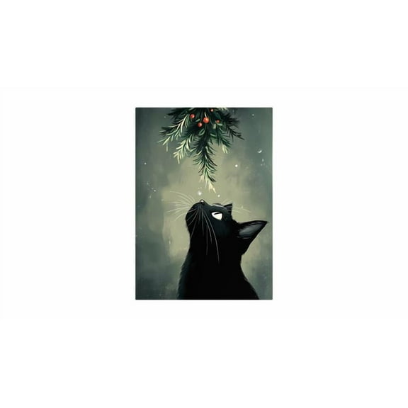 Winter Decor- Christmas Black Cat Poster, One Sheet Wall Size 24''x36''-Gategoo
