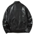thumbnail image 4 of IROINNID Men's Faux Leather Turndown Lapel Long Sleeve Solid Color Leisure Jacket Stand Collar Motorcycle Washed Outwear & Jackets, 4 of 4