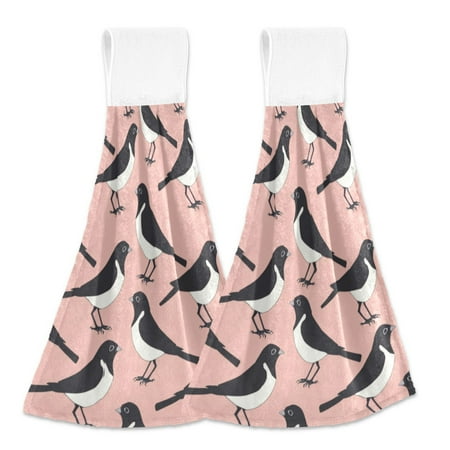 

2 Bathroom Towels Kitchen Towels 18.2x14In Velcro Hand Wipes Dish Cloths & Dish Towels Washroom Towels Face Towel Hand Wipes Cartoon Black Magpie
