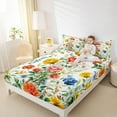 thumbnail image 4 of jejeloiu Vintage Cartoon Floral Full Size Sheets,Retro Flowers Bed Sheets,White Green Orange Sheet Sets For Men Women,Breathable Home Decor,4 Pieces, 4 of 7