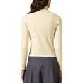 thumbnail image 3 of Camiseta de punto de cuello alto para mujer Inspire Chic, ajuste asimétrico y slim fit, básica térmica, color beige, 3 of 6