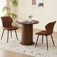 thumbnail image 2 of 31.5" Round Dining Table for 2, Modern Small Pedestal Kitchen Table, Space Saving, for Apartment Dining Living Room. Brown, 2 of 7