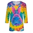 thumbnail image 6 of VgaVtl Graphic Womens Easter Tee Shirts 3/4 Sleeve Womens Tie Dye Shirts Festivals Casual Cute Loose Tops, 6 of 6