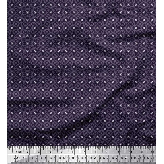 Soimoi Cotton Duck Fabric Floral & Ogee Shirting Print Fabric by The Yard 42 Inch Wide