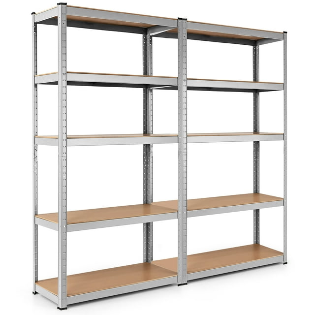 Costway 2PCS 72"Heavy Duty Steel 5 Level Garage Shelf Storage Adjustable Shelves Silver