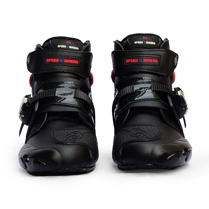 Men Biker Motorcycle Boots Waterproof Road Moto Racing Biker Leather Shoes Black 