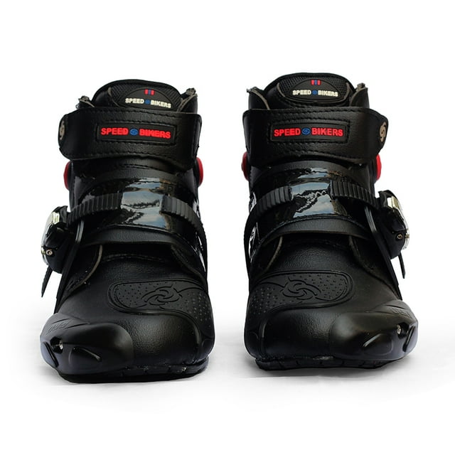 Men Soft Motorcycle Boots Biker Waterproof Speed Motocross Boots Non-slip Motorcycle Shoes Color:black Shoe US Size:8.5