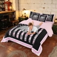 thumbnail image 4 of Manfei Jungle Bear Queen Bedding, Retro US Flag Bedding Comforter Set Queen, Pink Grey Black, Pink Reversible 7 Pieces, 4 of 6