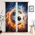 thumbnail image 3 of Cortinas con impresión digital de fútbol, fuego y hielo, tela de poliéster tejida, boca de varilla para colgar, aislamiento térmico en relieve adecuado para dormitorio, sala de estar, estudio,, 3 of 8