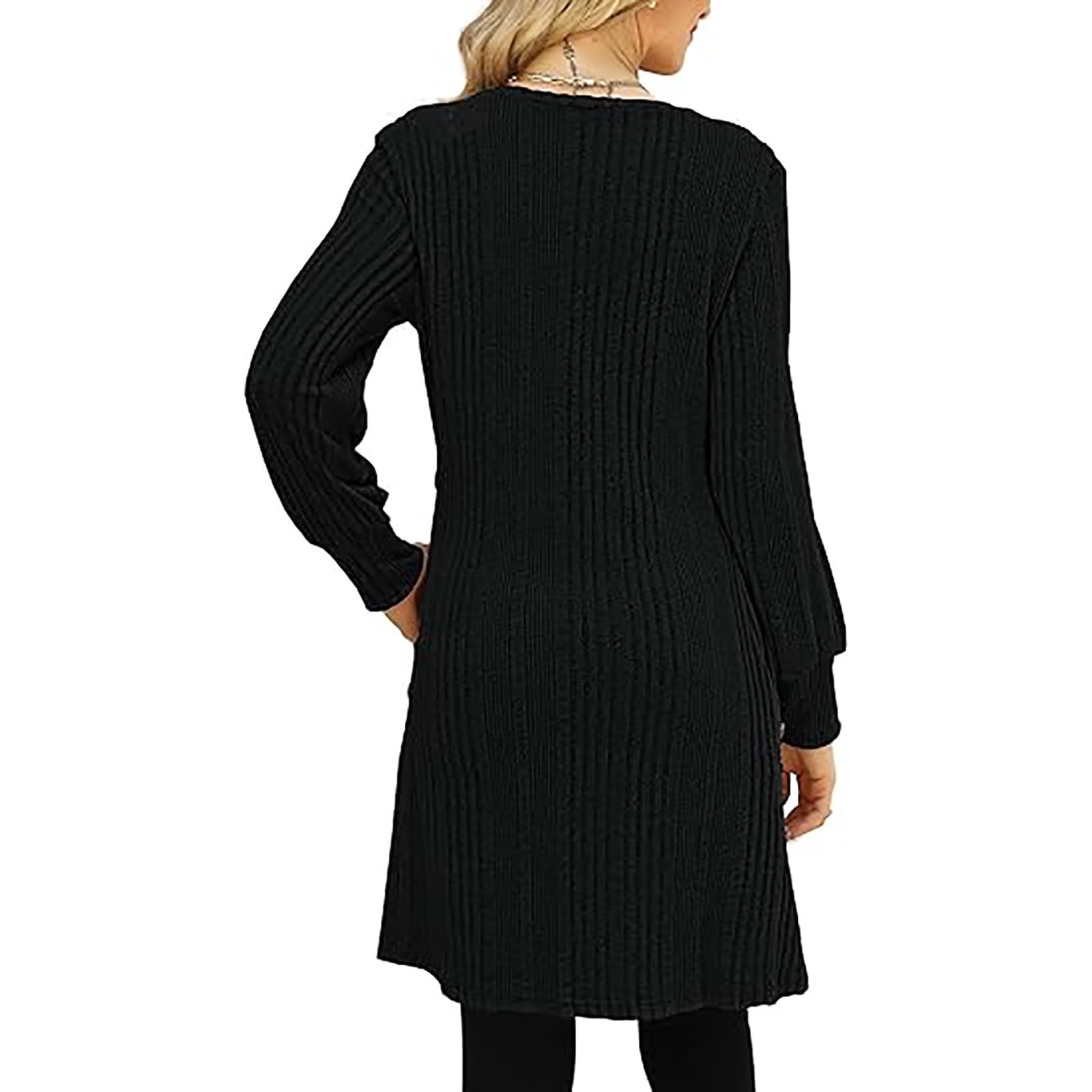 Npasoilc Wool Dresses for Women Fall Winter Trendy Long Sleeve Round Neck  Warm Dresses Side Button Decorated Textured Solid Color Casual Loose Dresses  - Walmart.com