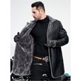 thumbnail image 4 of Men's Casual Warm PU Leather Jacket, Chic Fleece Lined Blazer Biker Jacket For Fall Winter Business, 4 of 5