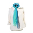 thumbnail image 6 of Unique Bargains Long Chiffon Lightweight Scarf Gradient Color Scarves Spring Summer for Women Blue Green / Yellow 63"x19.6", 6 of 8