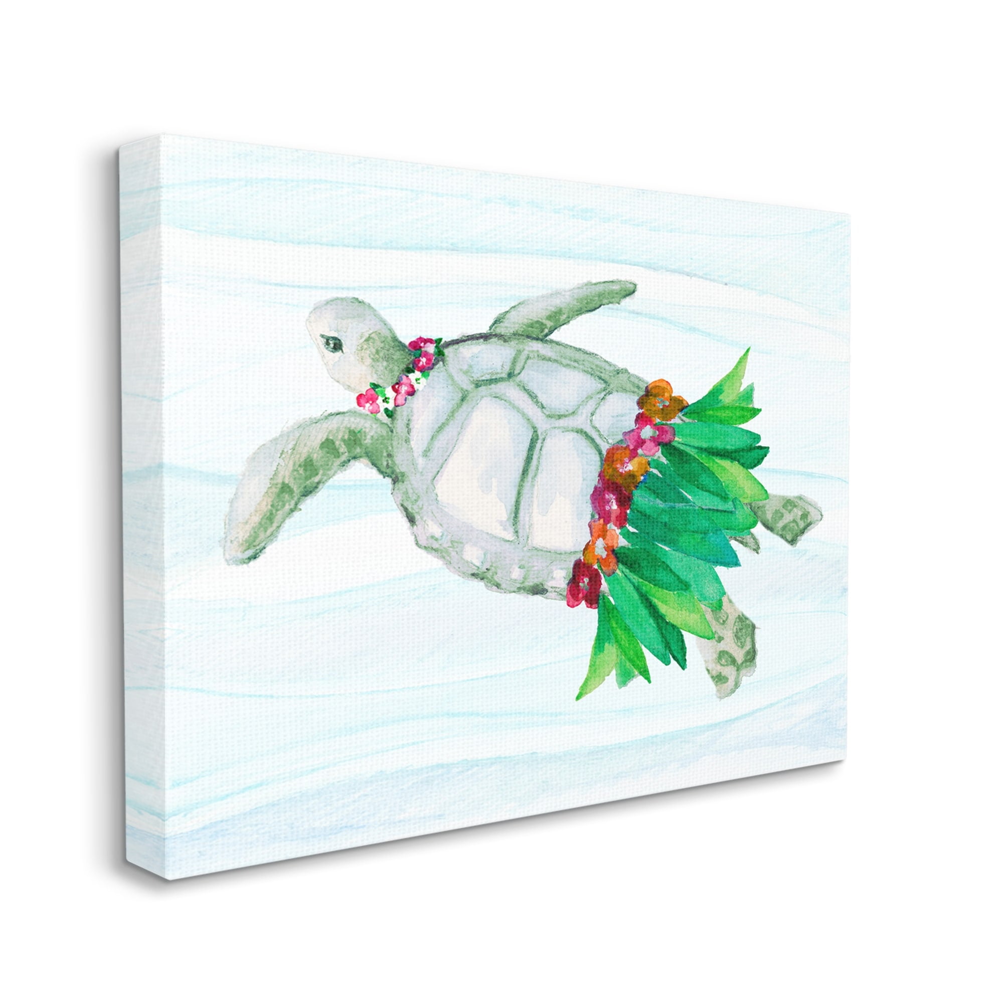 Stupell Hula Turtle Funny Tortoise Landscape Painting Gallery Wrapped Canvas Print Wall Art