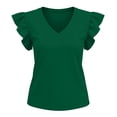 thumbnail image 6 of Axiiglly Short Sleeve Tops for Women V Neck Loose Fit Ruffle Short Sleeve Summer Casual Trendy T Shirts, S-2XL, 6 of 6