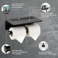 thumbnail image 4 of Toilet Paper Holder - Aluminium Double Roll Toilet Tissue Holder with Mobile Phone Shelf for Bathroom, 3M Self Adhesive No Drilling or Wall-Mounted with Screws, Rustproof Modern Style Black, 4 of 6