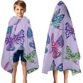 thumbnail image 3 of Purple Butterfly Colorful Pattern Hooded Bath Towel，50"x30" for Ages 3 To 12 Kids, Quick Dry Lightweight Soft Microfiber Hood Beach Towel Cover Up for Kids, 3 of 7