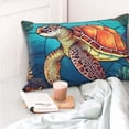 thumbnail image 4 of Fotbe Sea Turtle in Coral Funda de Almohada Decorativa Estilo Occidental, Lujo en Algodón, Fundas para Almohadas King, Cojín Estampado para Decoración del Hogar-16"x24", 4 of 6