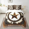 thumbnail image 2 of Golden Western Texas Star Queen Comforter Set 7 Piece,Bull Cattle Cow Print Cowhide Bed in a Bag,Grunge Brown Rustic Farm Animals Bedding Sets with Comforter,PillowShams,Flat Sheet,Fitted Sheet, 2 of 5
