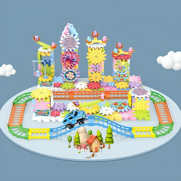 BESTSKY Gear Building Toy Set - Gears Toys for Kids Ages 4-8,STEM Educational Construction Toys,Super Building Toy Set for Boys and Girls,Engineering Building Blocks Creative Learning Toy Set