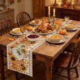 thumbnail image 2 of Thanksgiving Pumpkins Table Runner - 72 Inch Long Fall Maple Leaves Berries Tan Plaid Cotton and Linen Blended Dress Scarves Farmhouse Table Runner for Kitchen Dining, Coffee Table, 13" x 72", 2 of 8